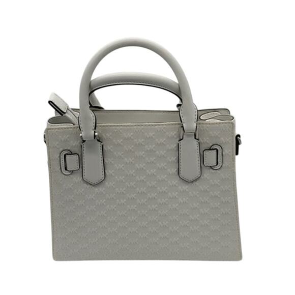 RETAIL $498 Michael Kors Hamilton Small Logo Embossed Washed Denim Satchel*NEW - Picture 5 of 13